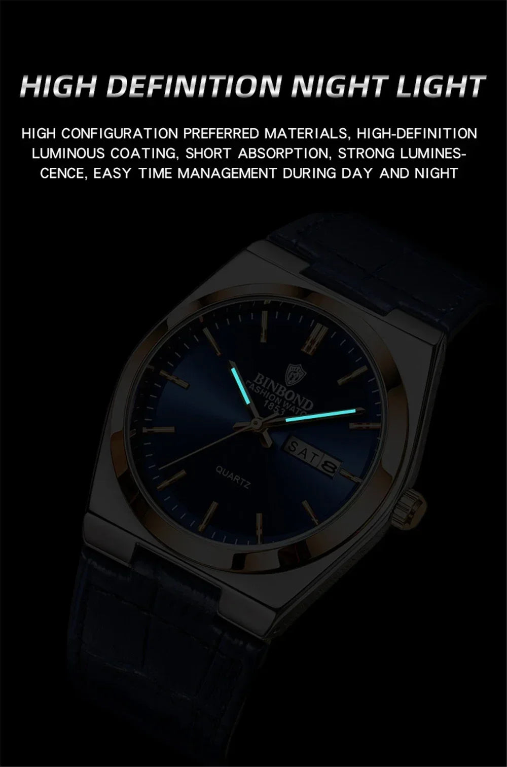 Relógio Masculino BINBOND com Pulseira de Couro