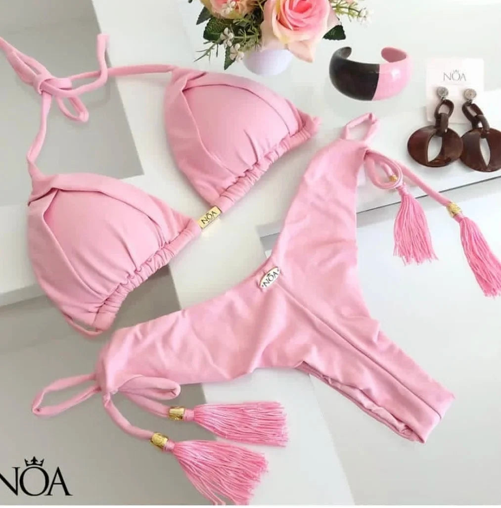 Biquíni Cortininha Feminino com Bojo Push-Up - Estilo Brasileiro, Duas Peças
