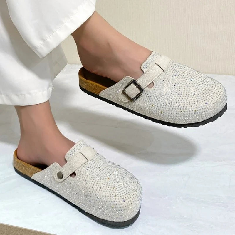 Chinelo Slide Feminino com Plataforma e Strass