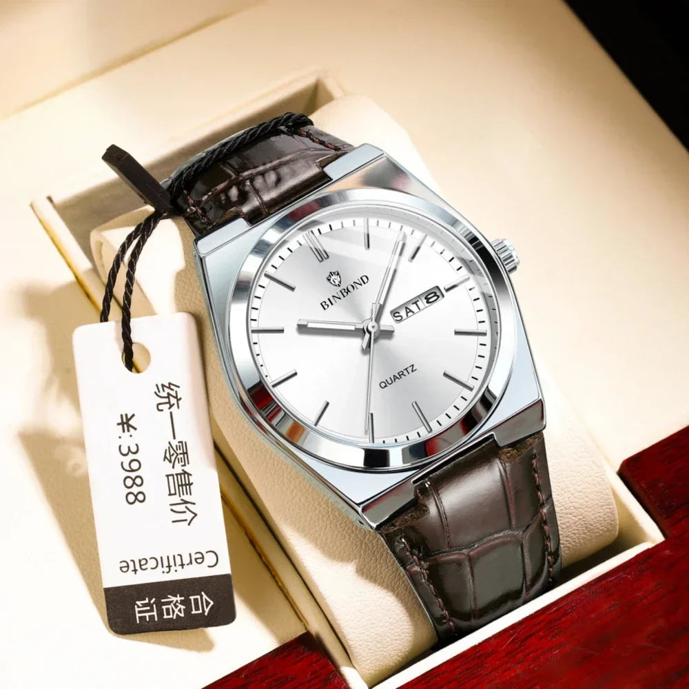 Relógio Masculino BINBOND com Pulseira de Couro