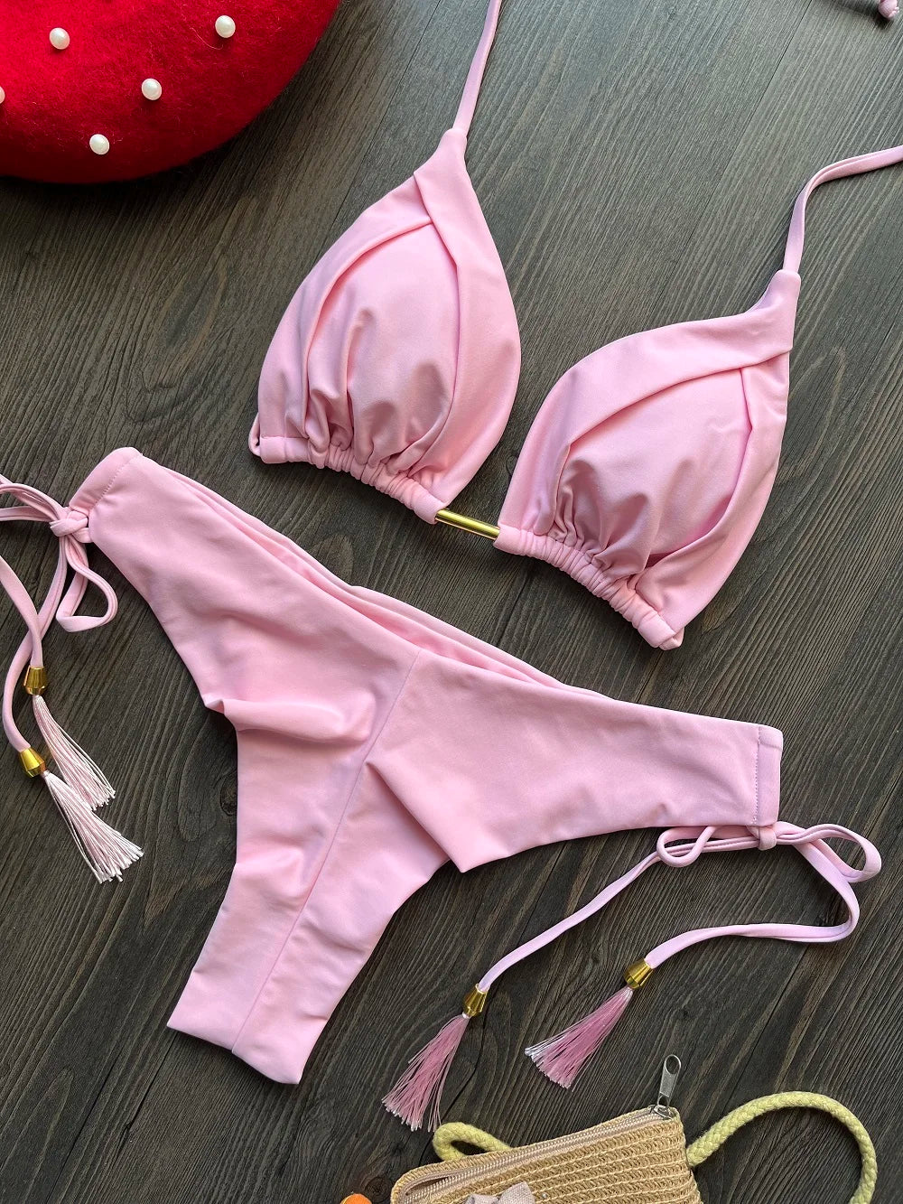Biquíni Cortininha Feminino com Bojo Push-Up - Estilo Brasileiro, Duas Peças