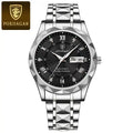 POEDAGAR Men's Stainless Steel Business Watch