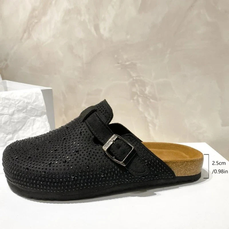 Chinelo Slide Feminino com Plataforma e Strass