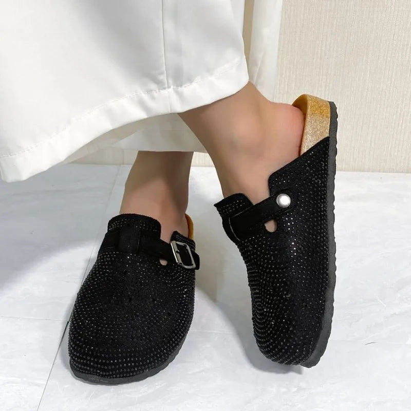 Chinelo Slide Feminino com Plataforma e Strass