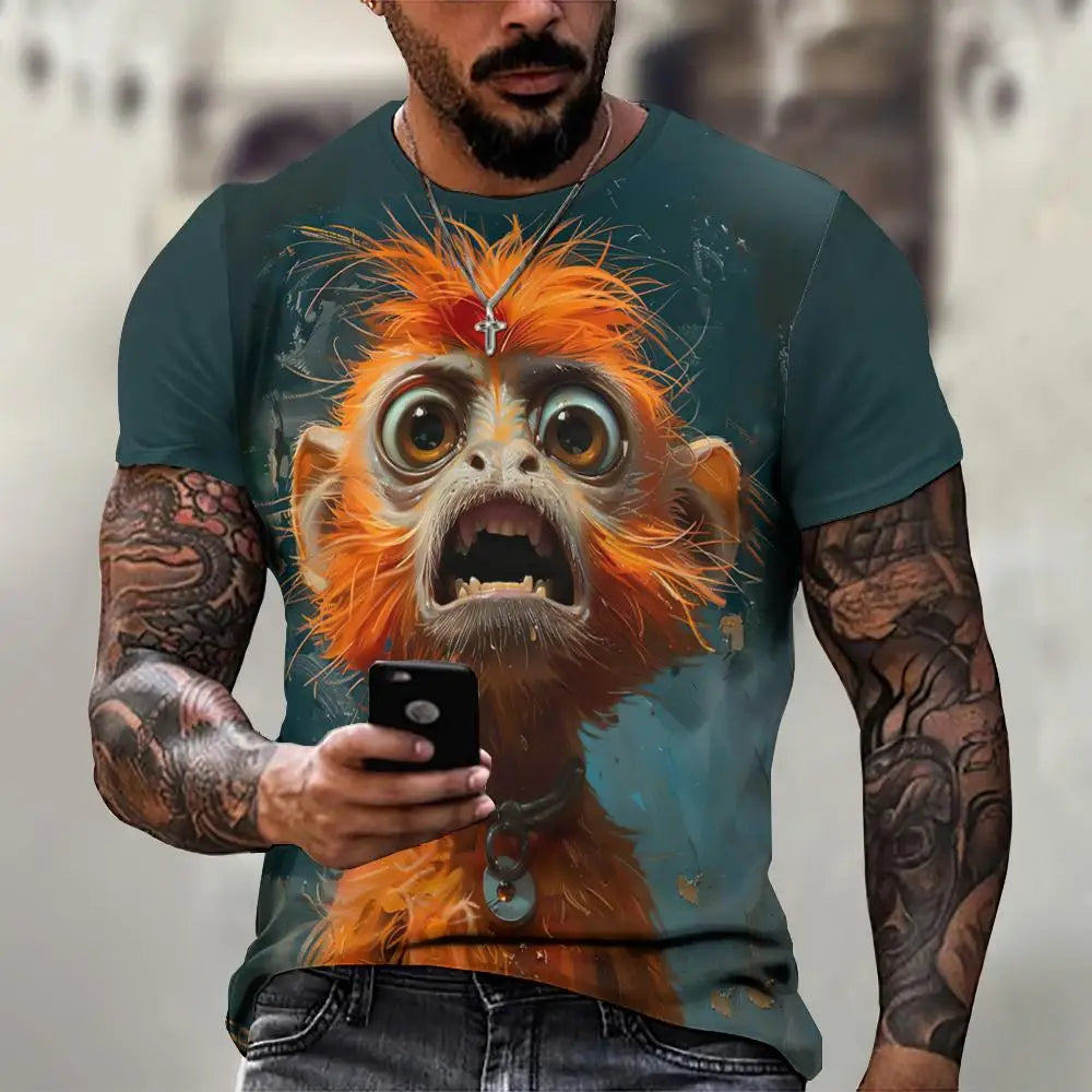 Men's 3D Print Animal Graphic T-Shirt