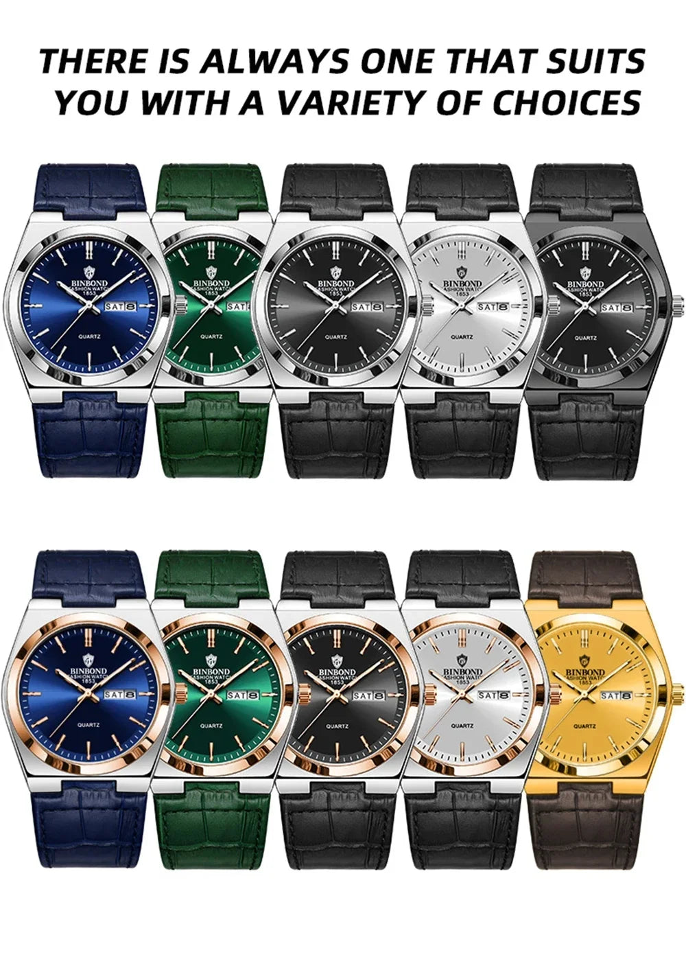 Relógio Masculino BINBOND com Pulseira de Couro