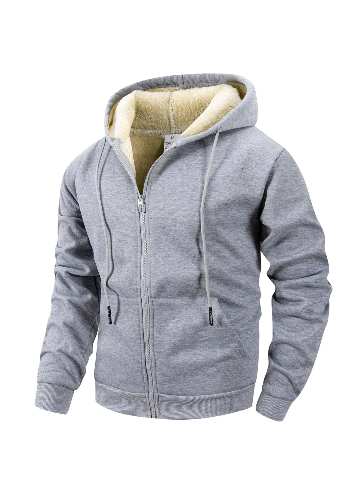 Jaqueta Masculina de Fleece com Capuz e Zíper