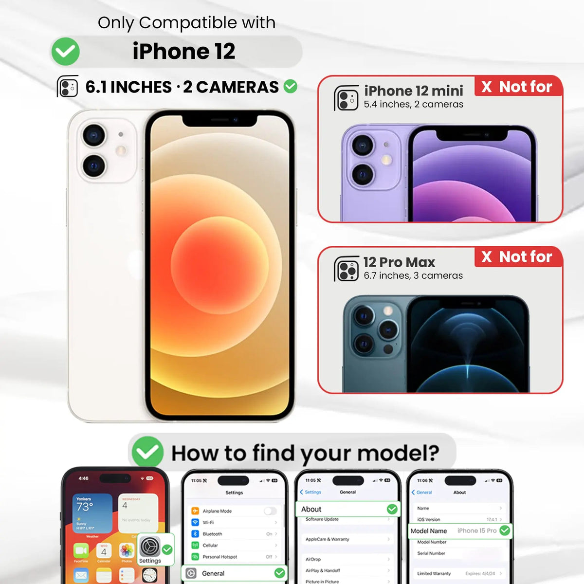 Entronix Clear Screen Protector & Camera Lens Protector Compatible with iPhone 12 - 6-Piece Combo