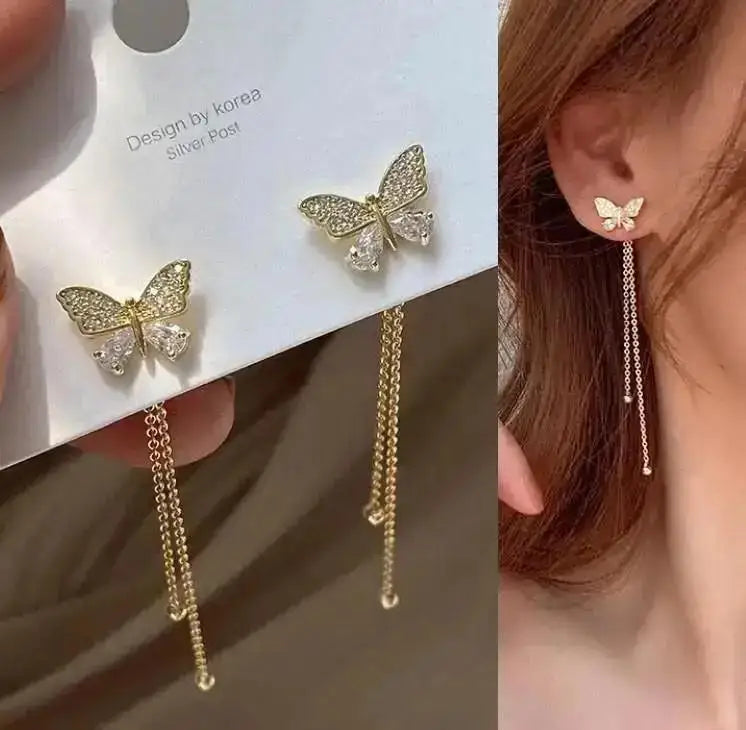 Pearl Tassel Earrings with 925 Silver Posts