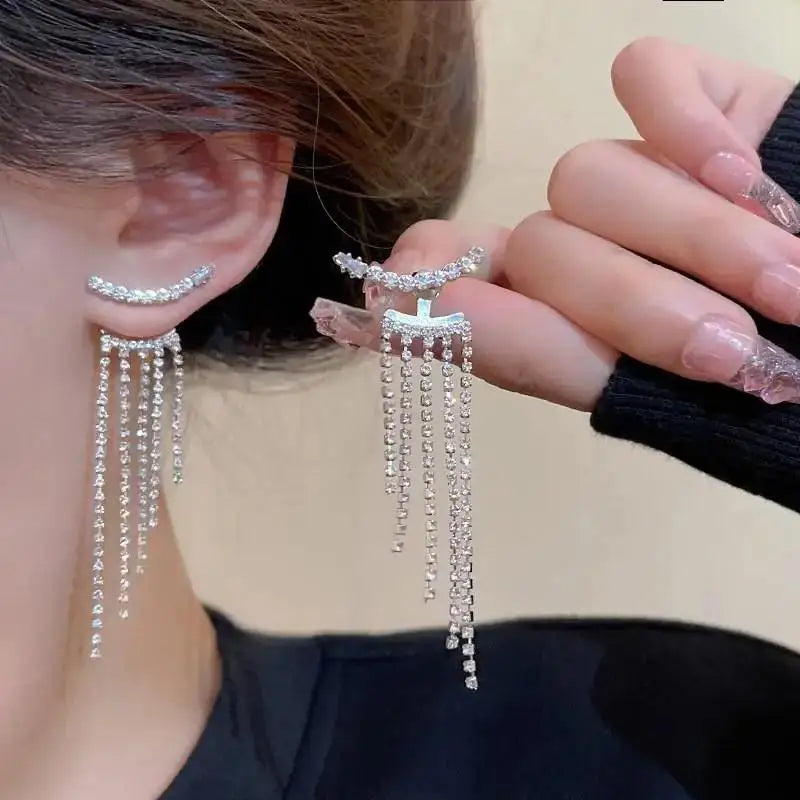 Pearl Tassel Earrings with 925 Silver Posts