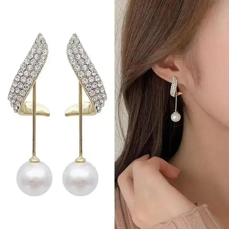 Pearl Tassel Earrings with 925 Silver Posts