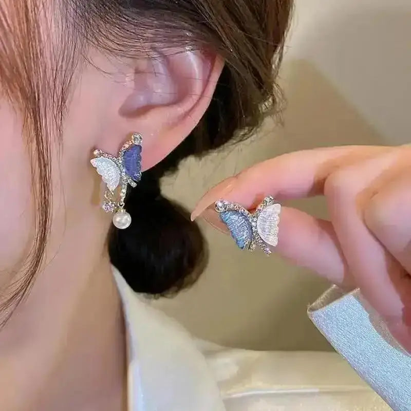 Pearl Tassel Earrings with 925 Silver Posts