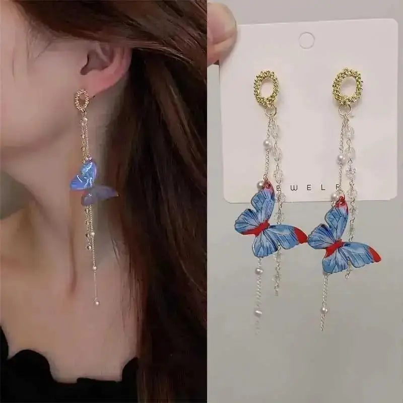 Pearl Tassel Earrings with 925 Silver Posts