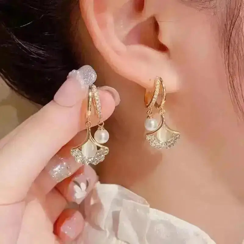 Pearl Tassel Earrings with 925 Silver Posts