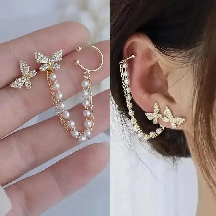 Pearl Tassel Earrings with 925 Silver Posts
