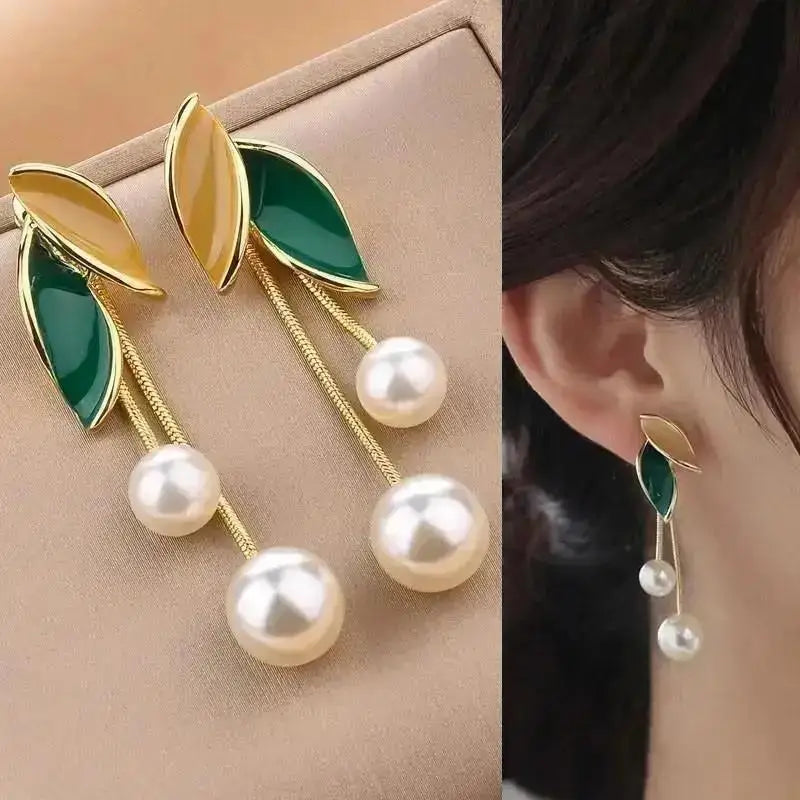 Pearl Tassel Earrings with 925 Silver Posts
