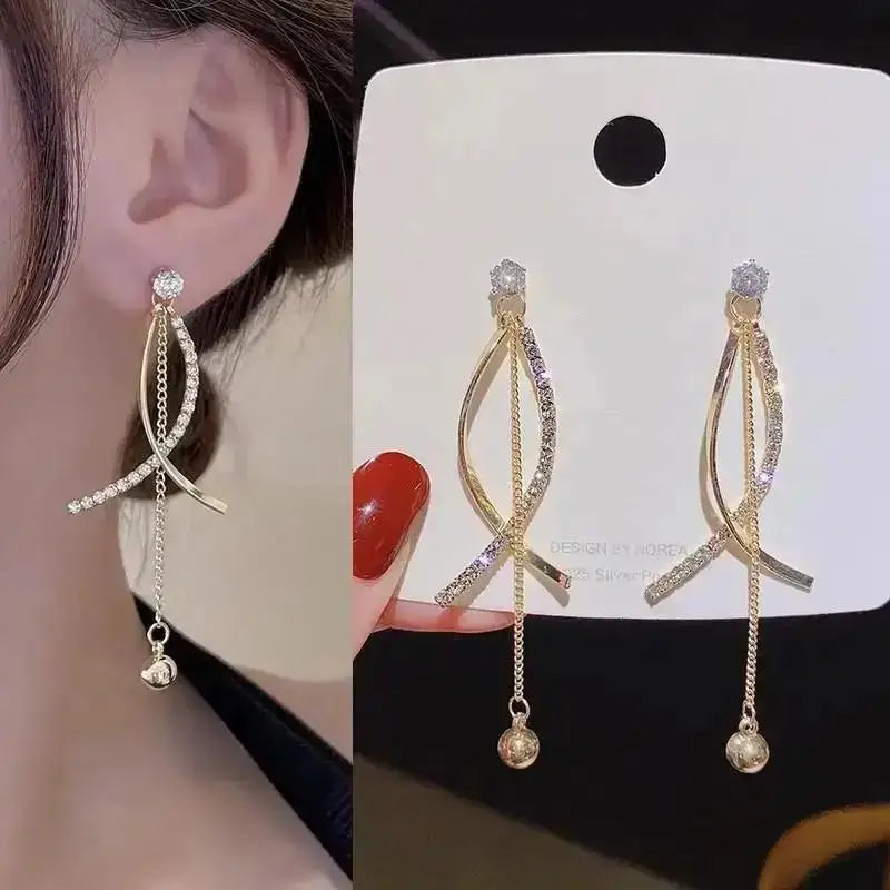 Pearl Tassel Earrings with 925 Silver Posts