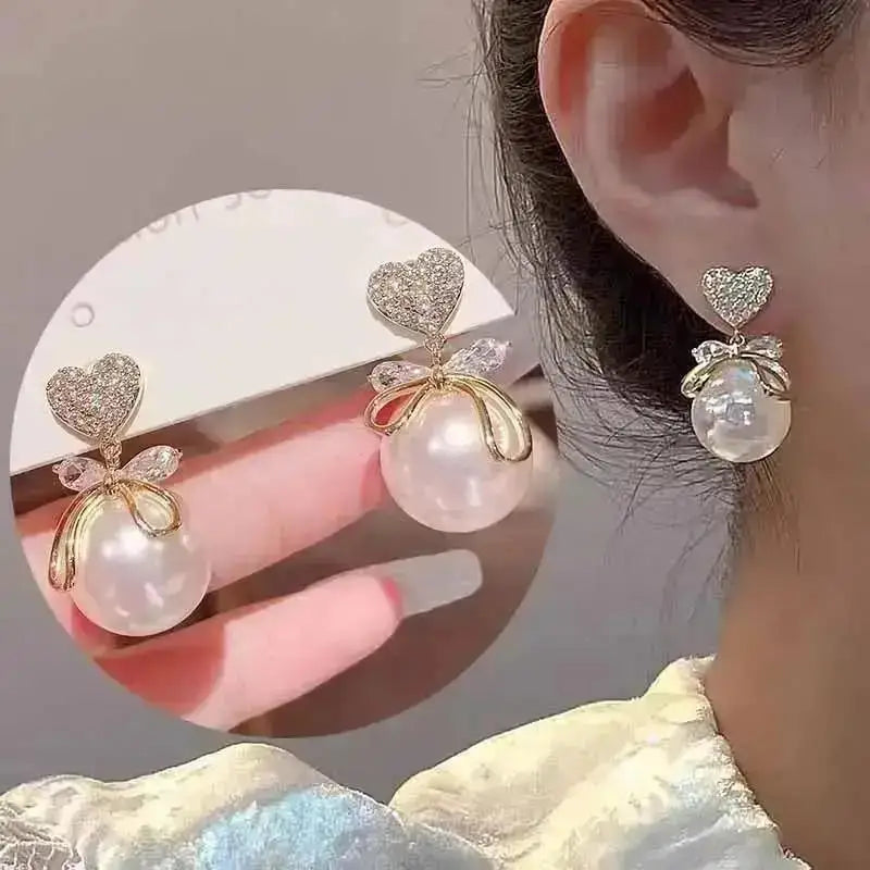 Pearl Tassel Earrings with 925 Silver Posts