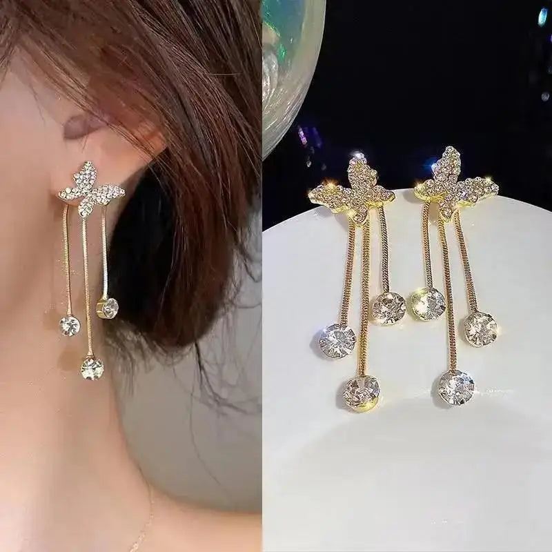 Pearl Tassel Earrings with 925 Silver Posts