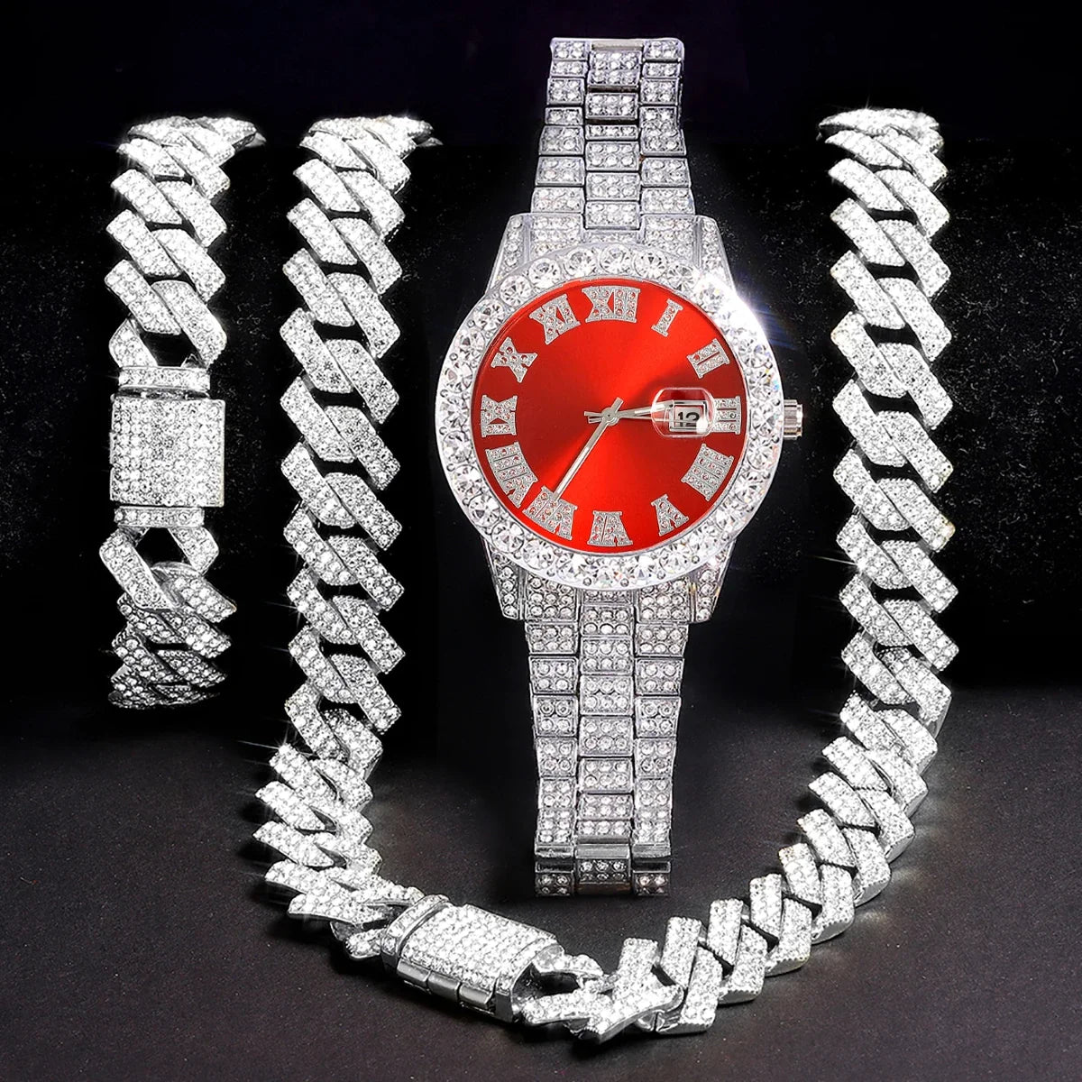 Conjunto de Relógio Masculino Prateado