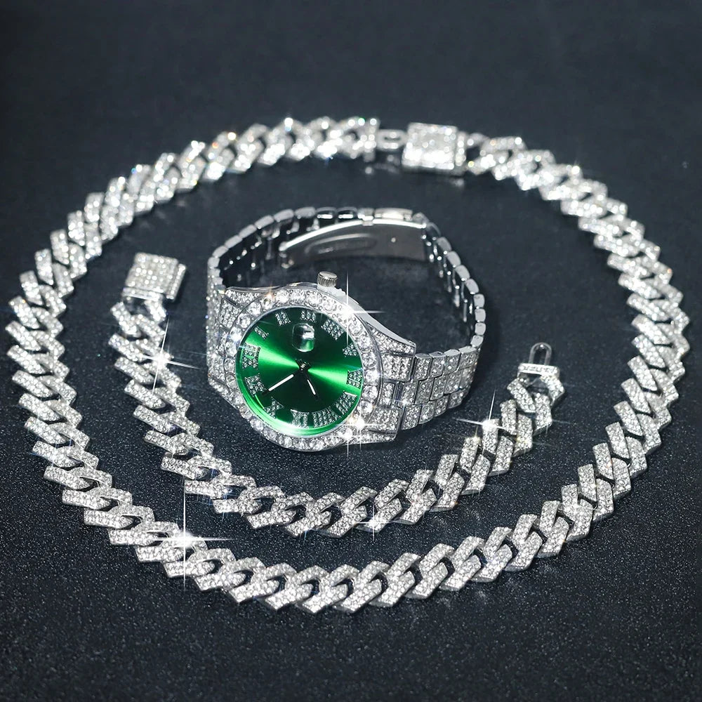 Conjunto de Relógio Masculino Prateado