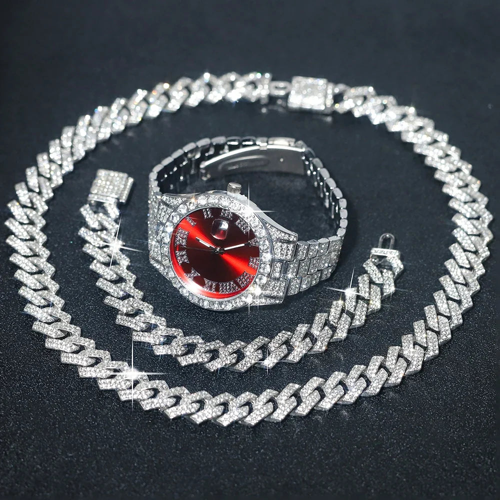 Conjunto de Relógio Masculino Prateado