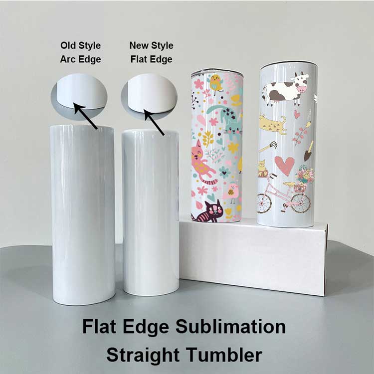 25 Pack 20oz FLAT EDGE bottom completely straight Blank gloss white sublimation tumbler