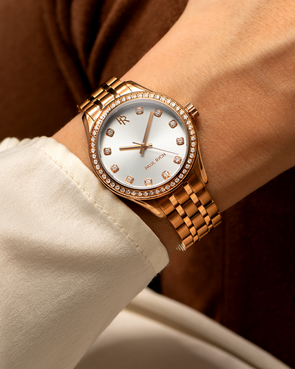 Paul Rich Crystelle Rose Gold Silver Watch