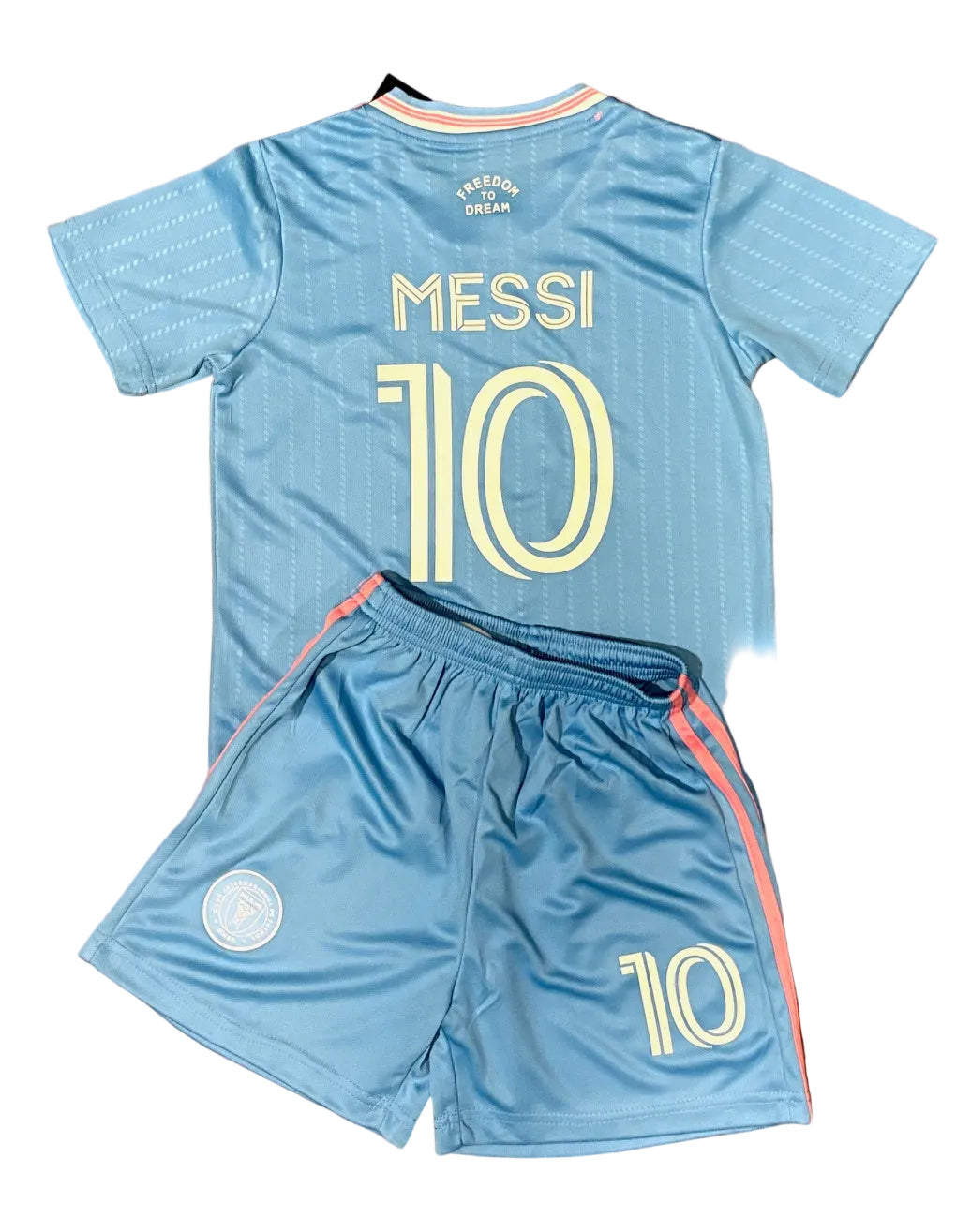 Conjunto Infantil Camisa de Futebol Lionel Messi Miami Azul