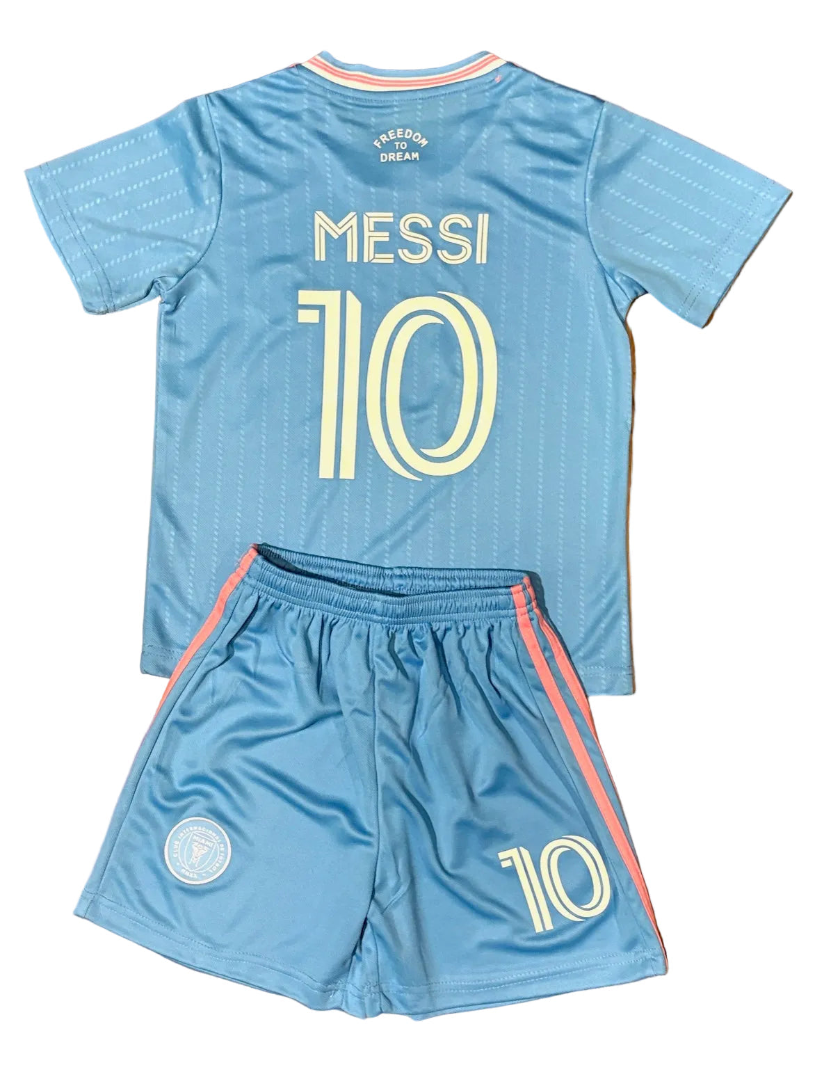 Conjunto Infantil Camisa de Futebol Lionel Messi Miami Azul