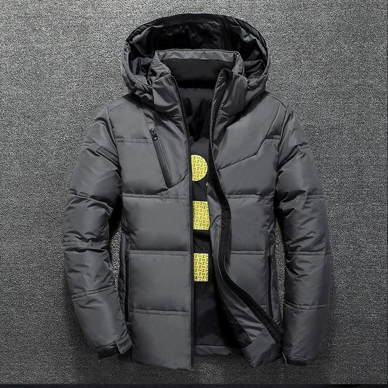 Jaqueta Masculina de Inverno com Capuz, Resistente à Água