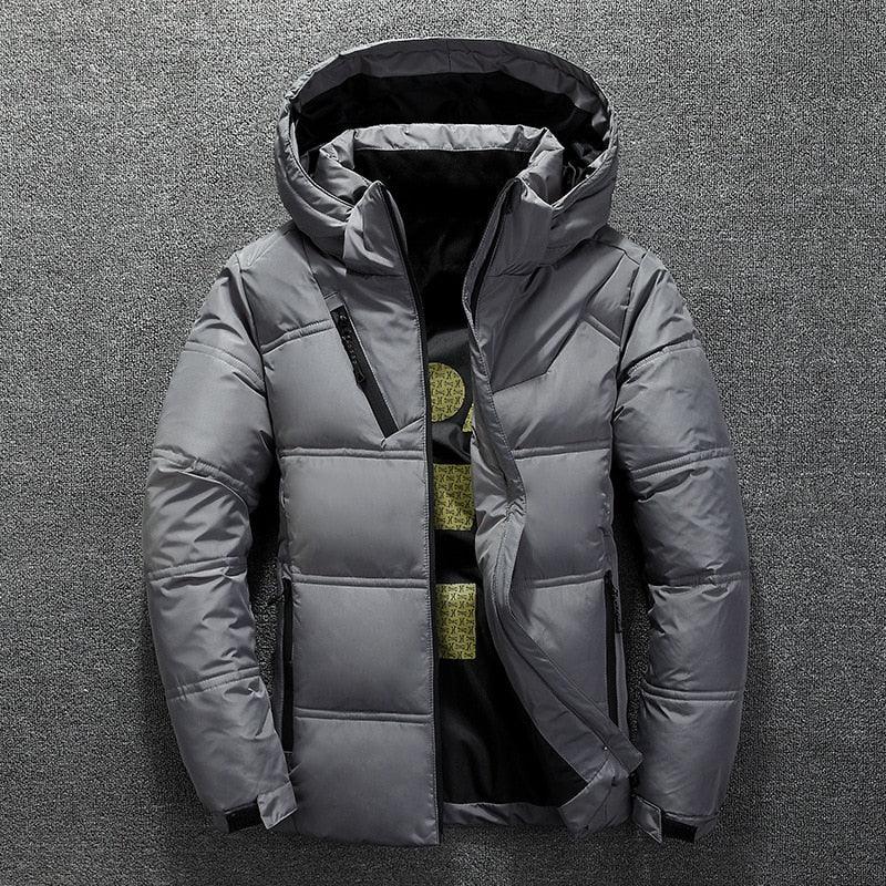 Jaqueta Masculina de Inverno com Capuz, Resistente à Água