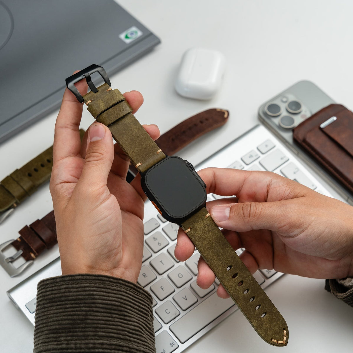 Pulseira de Couro R01 para Apple Watch