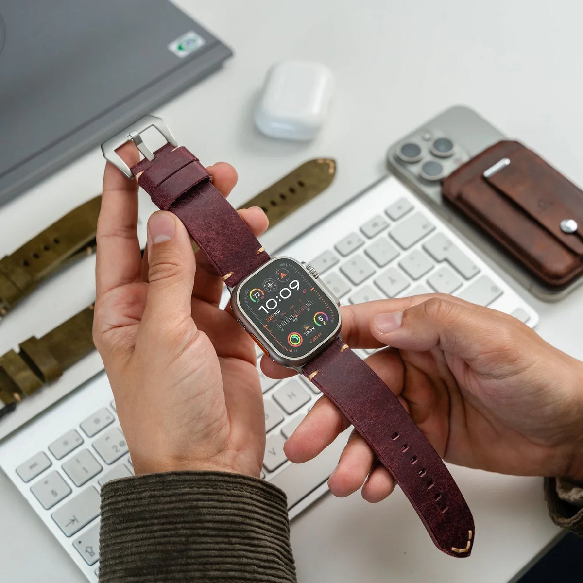 Pulseira de Couro R01 para Apple Watch