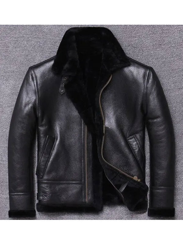 Jaqueta Masculina de Pele de Carneiro para o Inverno