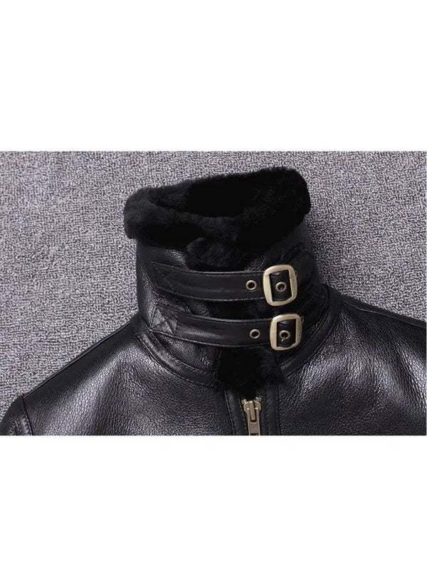 Jaqueta Masculina de Pele de Carneiro para o Inverno