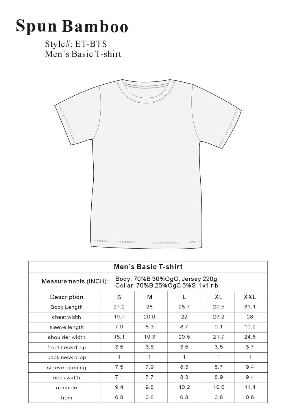 Men's Bamboo T-Shirt, Classic Cut