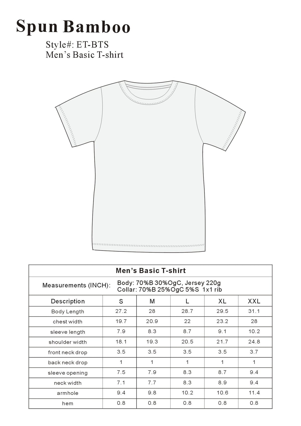 Men's Bamboo T-Shirt, Classic Cut